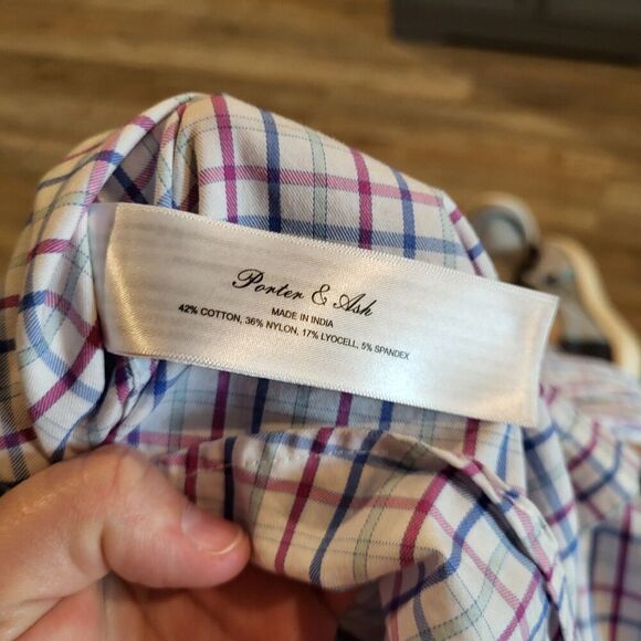 Porter & Ash Spread Collar Long Sleeved Button Down Dress Shirt Mens Size XL - Picture 9 of 9